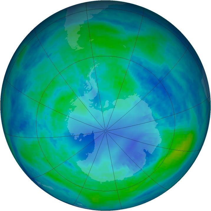 Antarctic ozone map for 17 April 1994